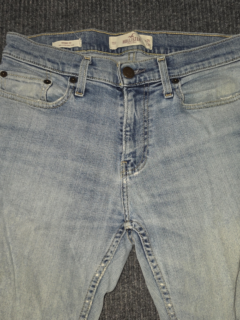 Hollister Light Wash Skinny Jeans with Distressing - Picture 2 of 7